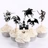 24Pcs Dragon Knight Birthday Cupcake Toppers Castle Cupcake Picks Flying Dragon Theme Birthday Party Decorations for Medieval Theme Fairy Tale Fantasy Baby Shower 1st Birthday Party Supplies view 1