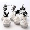 24Pcs Dragon Knight Birthday Cupcake Toppers Castle Cupcake Picks Flying Dragon Theme Birthday Party Decorations for Medieval Theme Fairy Tale Fantasy Baby Shower 1st Birthday Party Supplies view 3