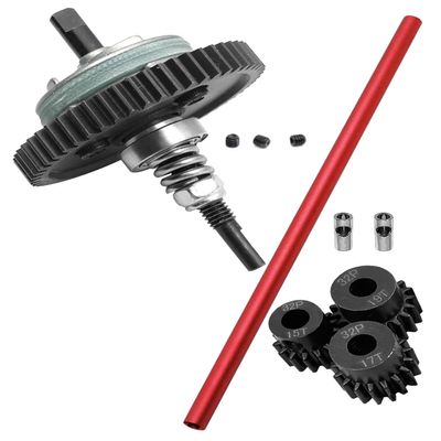Complete Slipper Clutch & Center Driveshaft Upgrades Part for 1/10 Slash 4X4 VXL,ARRCat Steel 6878 Differential Gear and 32P 15T/17T/19T Pinions Gear & Alloy 6855 Centor Driveshaft,Red