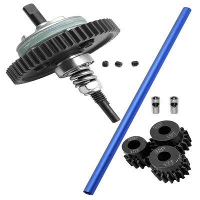 Complete Slipper Clutch & Center Driveshaft Upgrades Part for 1/10 Traxxas Slash 4X4 VXL,ARRCat Steel 6878 Differential Gear and 32P 15T/17T/19T Pinions Gear & Alloy 6855 Centor Driveshaft,Navy Blue