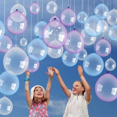 130 Pcs Iridescent Transparent Balloons Clear Blue Purple Balloons Under The Sea Party Decorations Clear Bubble Mermaid Party Decoration for Birthday Wedding Supplies (10 Inch, 5 Inch)