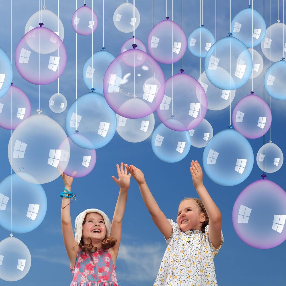 130 Pcs Iridescent Transparent Balloons Clear Blue Purple Balloons Under The Sea Party Decorations Clear Bubble Mermaid Party Decoration for Birthday Wedding Supplies (10 Inch, 5 Inch)