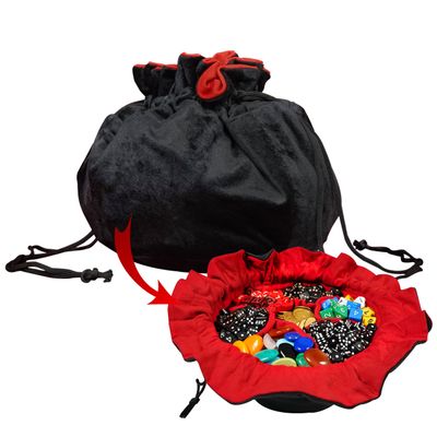 Mythrojan Dice Bag Renaissance DnD DIY Multi Section Pouch for LARP, Cosplay Costume Accessory Medieval Dungeons & Dragons Black Velvet Waist Pouch