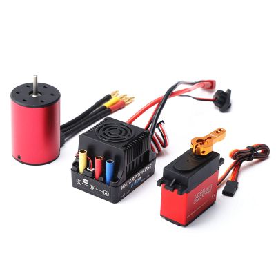 GoolRC 3650 5200KV Brushless Motor with 60A Brushless ESC Electric Speed Controller and 25KG Digital Servo, Waterproof Motor ESC Combo Set for 1/8 1/10 RC Car