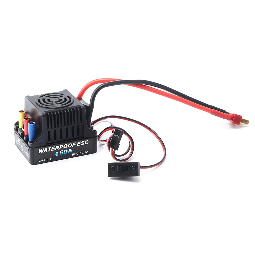 GoolRC 60A Brushless ESC 2-4S Waterproof Electric Speed Controller with 6V 5A BEC T Plug for 1/8 1/10 RC Car