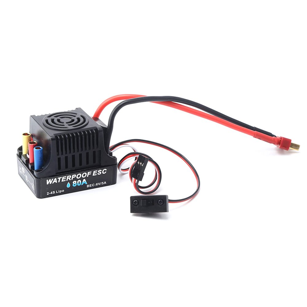 GoolRC 80A Brushless ESC 2-4S Waterproof Electric Speed Controller with 6V 5A BEC T Plug for 1/8 1/10 RC Car