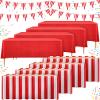 10 Pieces Carnival Theme Party Decors Carnival Table Skirts Circus Theme Tablecloths Red White Striped Pennant Banners Circus Bunting Banners Decors view 1