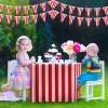 10 Pieces Carnival Theme Party Decors Carnival Table Skirts Circus Theme Tablecloths Red White Striped Pennant Banners Circus Bunting Banners Decors view 4