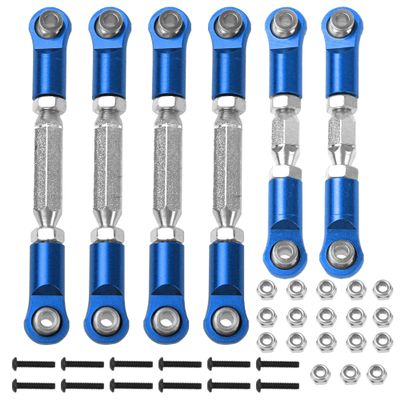 Vgoohobby Metal Turnbuckles Rod Camber Links Steering Linkage Tie Rods Pull Rod Compatible with Arrma Granite 4X4 Senton 4X4 Mega550 1/10 RC Car (Blue)