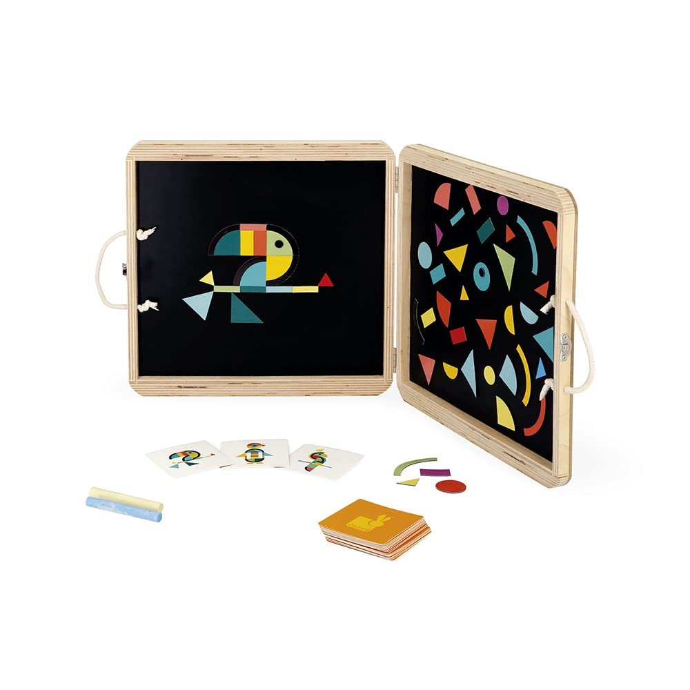 Janod - Magnetic Animal Case - Educational Early-Learning Toy - 2 Boards, 60 Magnets & 20 Models - 2 Sticks of Chalk Included - Motor Skills & Creativity - 3 Years + J02585