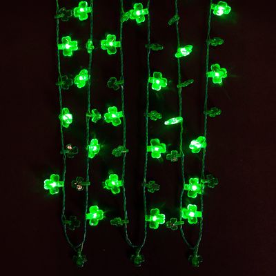 Fun Express Light-Up Multi-Shamrock Necklaces, 6 Pieces