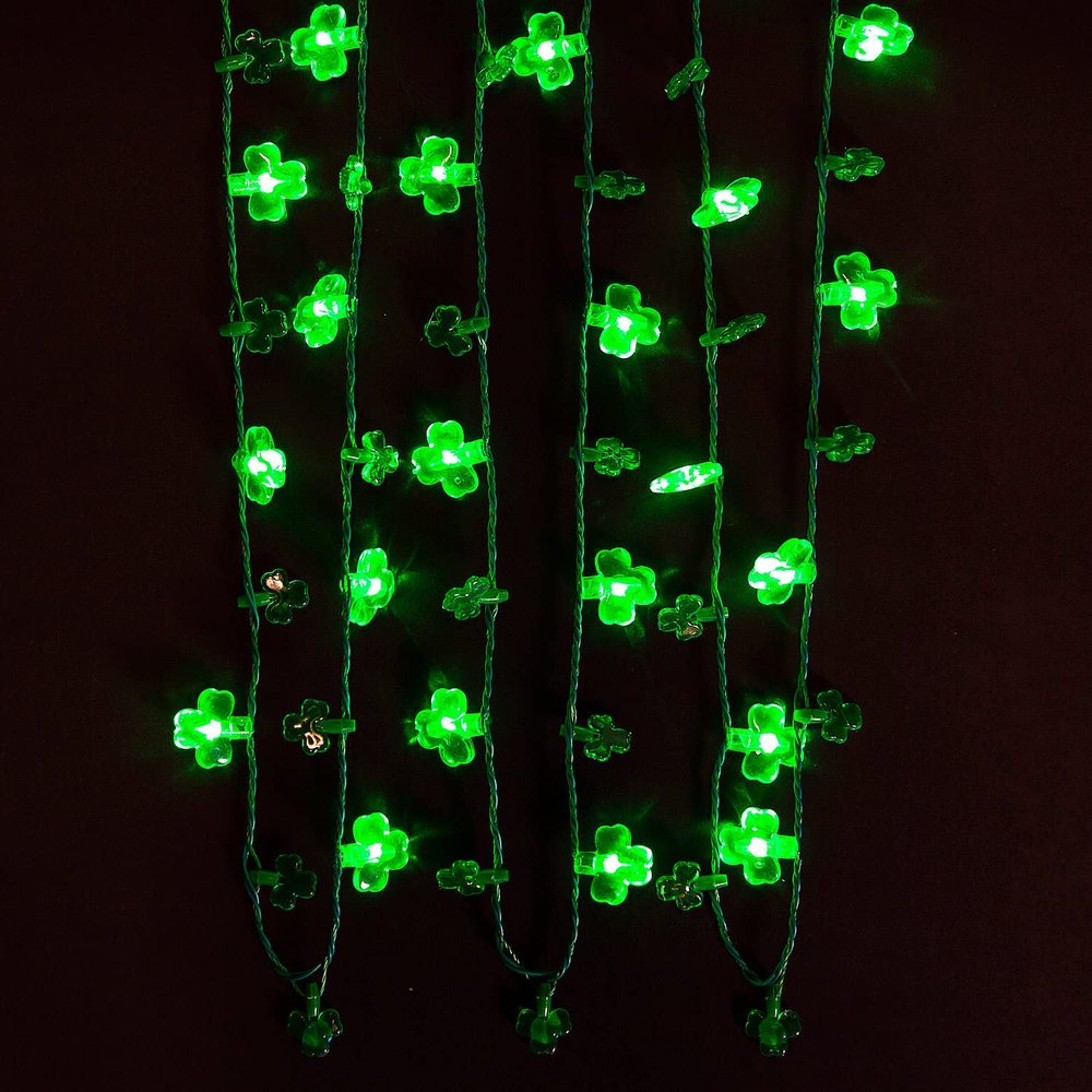 Fun Express Light-Up Multi-Shamrock Necklaces, 6 Pieces