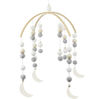 WAYUTO Neutral Handmade Felt Ball Ceiling Mobile - Gray Moon