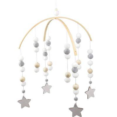 WAYUTO Neutral Handmade Felt Ball Ceiling Mobile - Gray Star