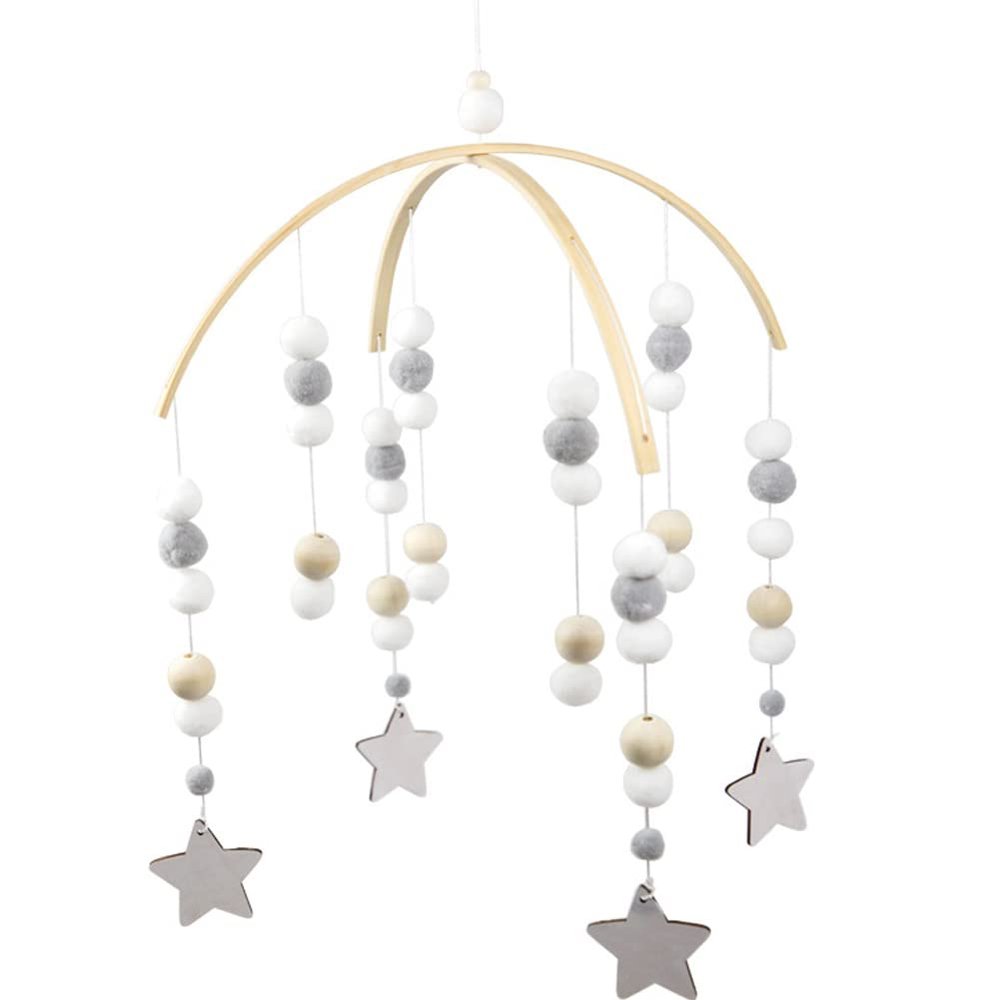 WAYUTO Neutral Handmade Felt Ball Ceiling Mobile - Gray Star