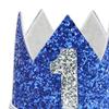 Bchinb Baby 1st Birthday Crown Hat, Birthday Party Decorations, Kids Party Props Shooting, Party Supplies (Silver Blue) view 2