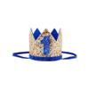 Bchinb Baby 1st Birthday Crown Hat, Birthday Party Decorations, Kids Party Props Shooting, Party Supplies (Blue Gold) view 1