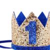 Bchinb Baby 1st Birthday Crown Hat, Birthday Party Decorations, Kids Party Props Shooting, Party Supplies (Blue Gold) view 2