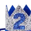 Bchinb Baby 2 st Birthday Crown Hat, Birthday Party Decorations, Kids Party Props Shooting, Party Supplies (Blue Silver) view 2