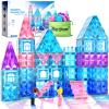 Magnetic Tiles 102pcs with 2 Stairs 2 Dolls Princess Castle Building Girls Toys Age 4-5 6-8 Magnetic Blocks Birthday Xmas Gifts for Girls Toys for 3 4 5 6 7 8+ Year Old view 1