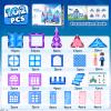 Magnetic Tiles 102pcs with 2 Stairs 2 Dolls Princess Castle Building Girls Toys Age 4-5 6-8 Magnetic Blocks Birthday Xmas Gifts for Girls Toys for 3 4 5 6 7 8+ Year Old view 2