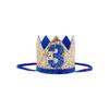 Bchinb Baby 3 st Birthday Crown Hat, Birthday Party Decorations, Kids Party Props Shooting, Party Supplies (Blue Gold) view 1