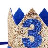 Bchinb Baby 3 st Birthday Crown Hat, Birthday Party Decorations, Kids Party Props Shooting, Party Supplies (Blue Gold) view 2