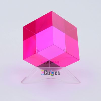 CMY Cubes The M Cube (50mm) - Magenta Hue Cube - Optical Color Cube - Diamond Polished - Teaches Subtractive Color Mixing - Educational, Scientific, Physics & Kinetic Art Desk Object