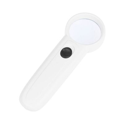 Microscope Accessories Kit 45X Illuminated Magnifier Magnifying Glass Handheld Reading Microscope Lens with 3 LED Microscope Slides (Color : White)