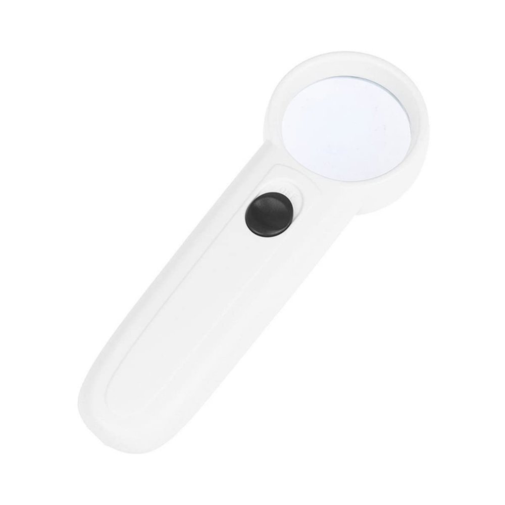 Microscope Accessories Kit 45X Illuminated Magnifier Magnifying Glass Handheld Reading Microscope Lens with 3 LED Microscope Slides (Color : White)