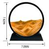 SANDCLE Moving Sand Art Liquid Motion - Moving Sand Art Picture Decor 3D Deep Sea Sandscape, Round Glass Frame Display Flowing Sand Relaxing Toy for Desktop Home Office Work Decoration(Yellow, 7") view 2