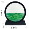 SANDCLE Moving Sand Art Liquid Motion - Moving Sand Art Picture Decor 3D Deep Sea Sandscape, Round Glass Frame Display Flowing Sand Relaxing Toy for Desktop Home Office Work Decoration(Green, 7") view 2