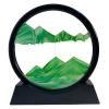 SANDCLE Moving Sand Art Liquid Motion - Moving Sand Art Picture Decor 3D Deep Sea Sandscape, Round Glass Frame Display Flowing Sand Relaxing Toy for Desktop Home Office Work Decoration(Green, 12") view 1