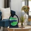 SANDCLE Moving Sand Art Liquid Motion - Moving Sand Art Picture Decor 3D Deep Sea Sandscape, Round Glass Frame Display Flowing Sand Relaxing Toy for Desktop Home Office Work Decoration(Green, 12") view 2