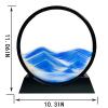 SANDCLE Moving Sand Art Liquid Motion - Moving Sand Art Picture Decor 3D Deep Sea Sandscape, Round Glass Frame Display Flowing Sand Relaxing Toy for Desktop Home Office Work Decoration(Blue, 12") view 2