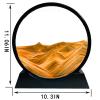 SANDCLE Moving Sand Art Liquid Motion - Moving Sand Art Picture Decor 3D Deep Sea Sandscape, Round Glass Frame Display Flowing Sand Relaxing Toy for Desktop Home Office Work Decoration(Yellow, 12") view 2