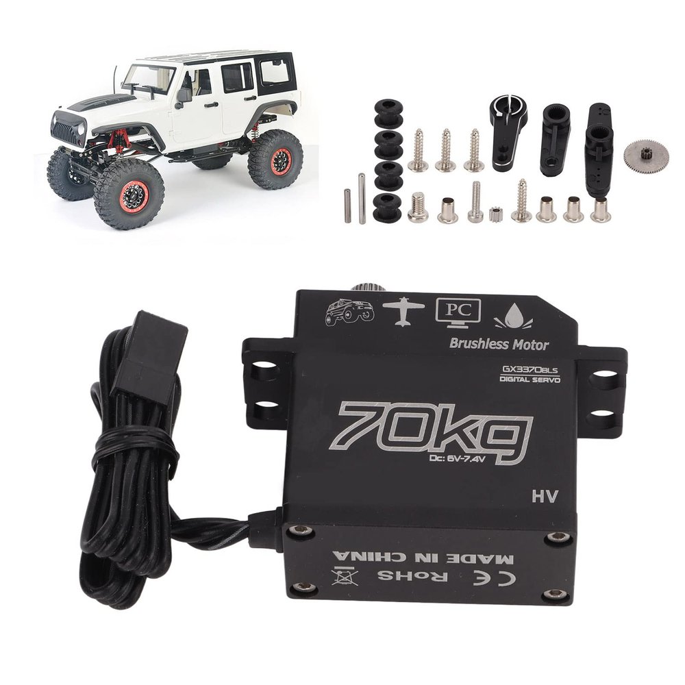 70KG Digital Servo, High Accuracy Full Steering RC Servo, Full Aluminum Case and Stainless Steel Gear Servo for SCX10 1/8 1/10 RC Car IP67 Steering Servo