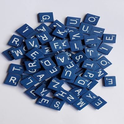 Planet Xpress Wood Scrabble Tiles Set 100 Tiles-Game Replacement,Scrapbooking,Crafts,Messages,Etc. (1 Set (100 Tiles),Blue)