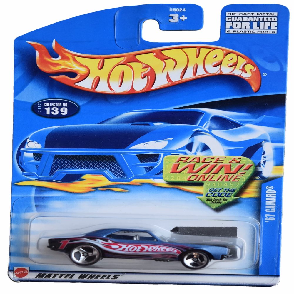Hot Wheels '67 Camaro - Blue - Collector #139 3 Spoke