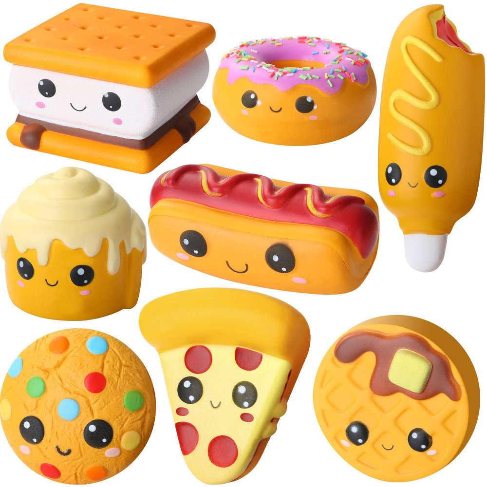 Zhanmai 8 Pcs Slow Rising Toys Food Foam Stress Toys in Hot Dog Cake Bread Smore Pizza Biscuit Donut for Teens Adults Anxiety Stress Relief(Snack Style)