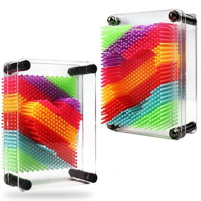 ZJMZZM 3D Pin Art Toy  Unique Rainbow Plastic Pin Art Board for Kids3.7 * 5 inch 3D Pin Impression Sculpture Needle Toys to Inspire Imagination and Creativity for Children (Small)