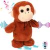 Hopearl Talking Singing Monkey Repeats What You Say Walking Electric Interactive Animated Toy Speaking Plush Buddy Gifts for Toddlers, Brown, 8.5'' view 1