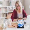 SANDCLE Moving Sand Art Liquid Motion - Moving Sand Art Picture 3D Deep Sea Sandscape, Round Glass Frame Display Flowing Sand Relaxing Toy for Desktop Home Office Work Ocean Decor(Blue, 7") view 4