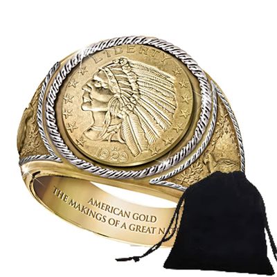 ShengXia Carved Indians Morgan US Coin Rings/Nickel Handcraft Rings/Morgan Dollars Rings for Husband/Friends+KaiKBax Bag Gift 8