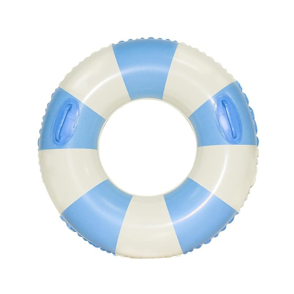 Large Swim Ring with Handles for Kids Adults,35 Inch Classic Striped Pool Inner Tubes,Inflatable Pool Floats,Float Naked,Pool Floaties Adult Size for Summer Pool Party Beach,Blue