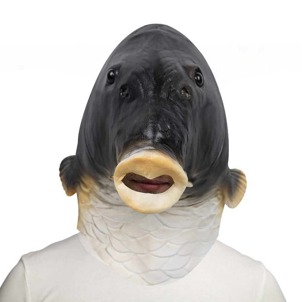 Moanyt Animal Fish Head Mask,Costume Face Cover Novelty Latex Animal Head Face Cover Halloween Party Cosplay Prop