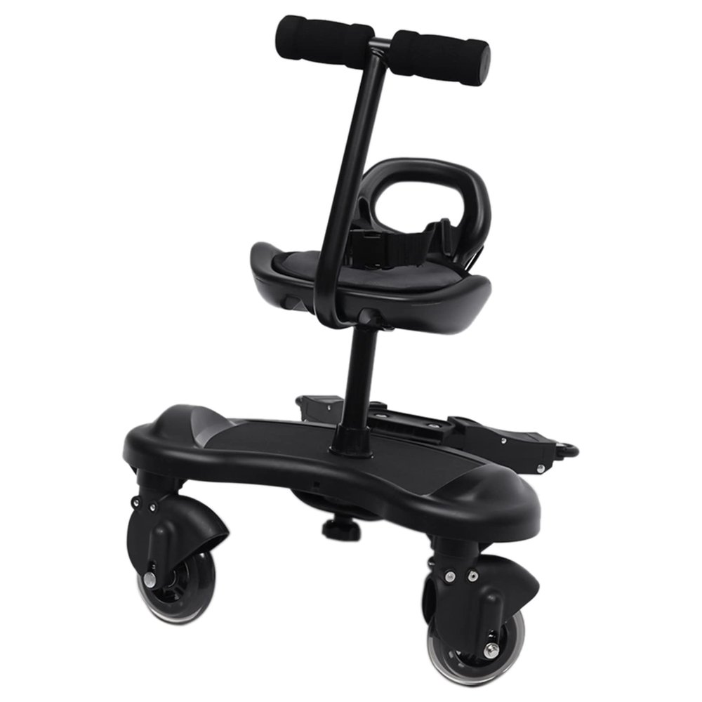 2-in-1 Universal Stroller Board with Removable Seat and Pedal - Buggy Board for Pushchair, Standing/Sitting Rider for Toddlers up to 55lbs