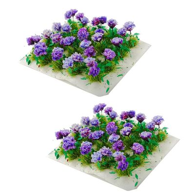 NWFashion 40PCS Miniature Colorful Flower Cluster Groups Grass Tufts Miniature Static Scenery Model (Purple)