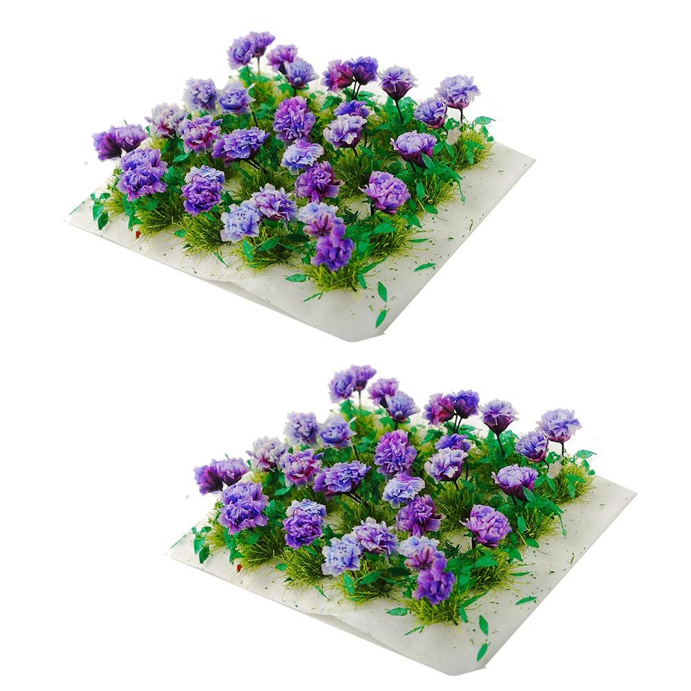 NWFashion 40PCS Miniature Colorful Flower Cluster Groups Grass Tufts Miniature Static Scenery Model (Purple)