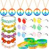 30 PCS Hippie Party Favors Retro Round Sunglasses Daisy Flower Headbands Peace Sign Necklaces Silicone Bracelets For 60s 70s Party Decorations Hippie Party Supplies view 1